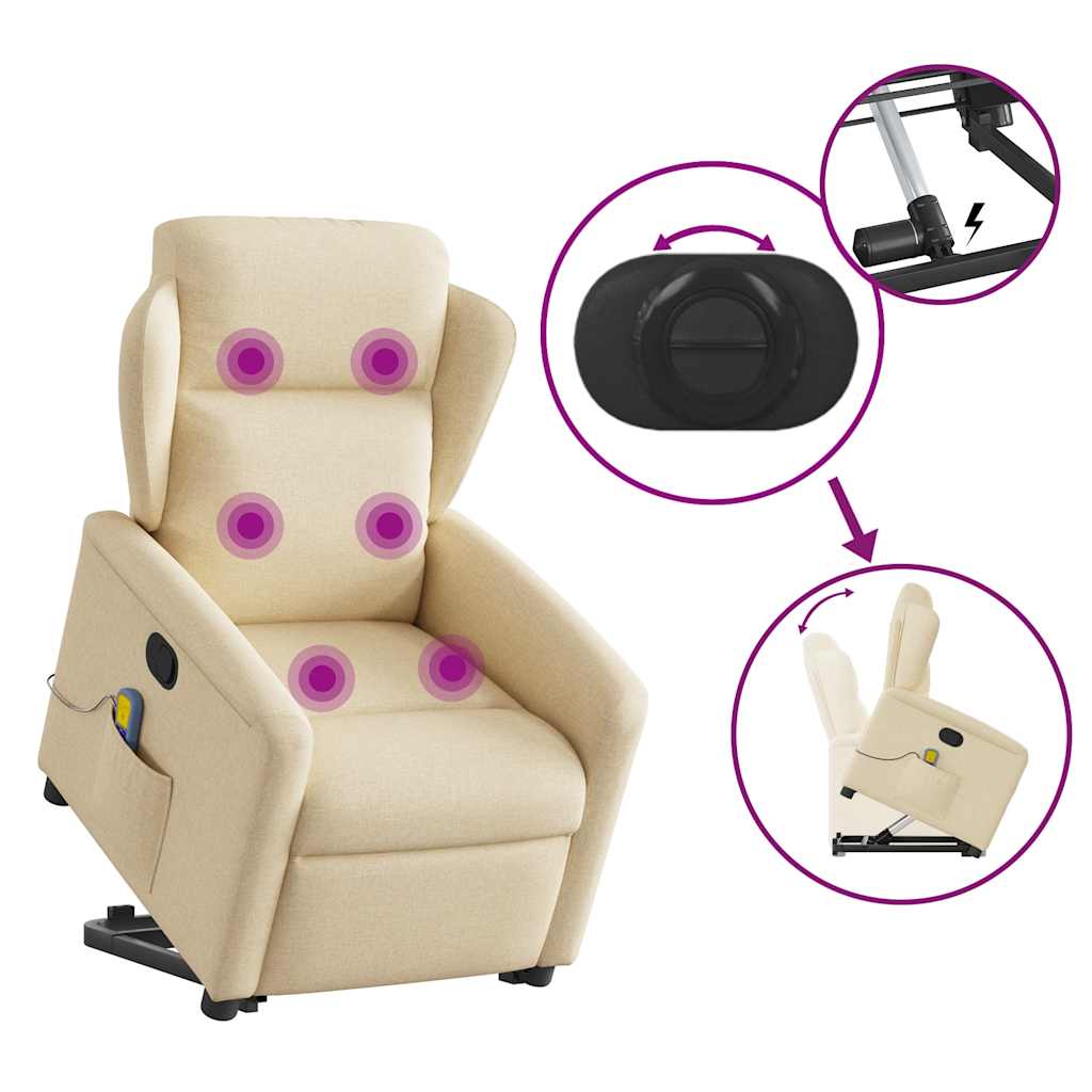 Fauteuil inclinable de massage Crème Tissu - XIOS