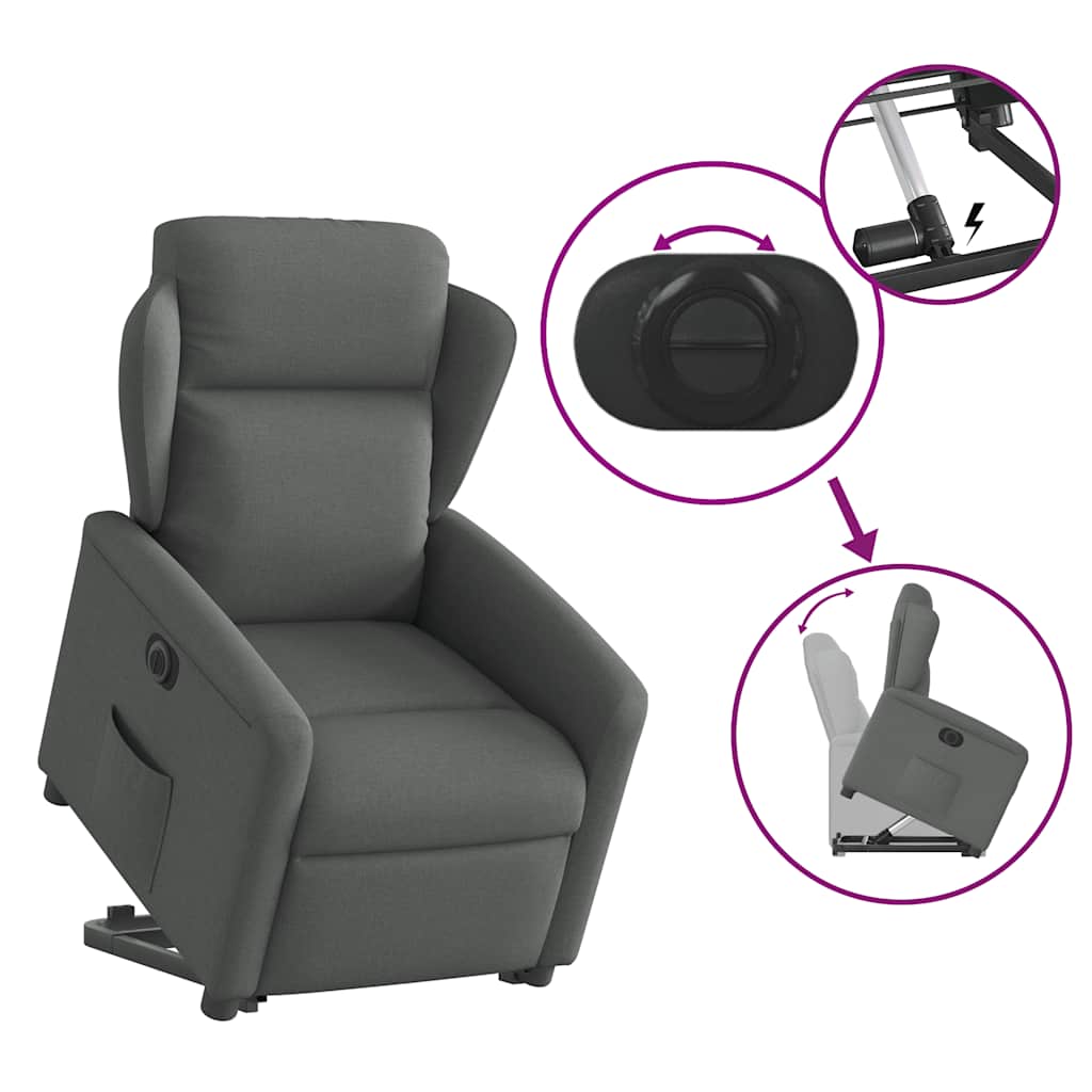 Fauteuil inclinable électrique gris foncé tissu - XIOS