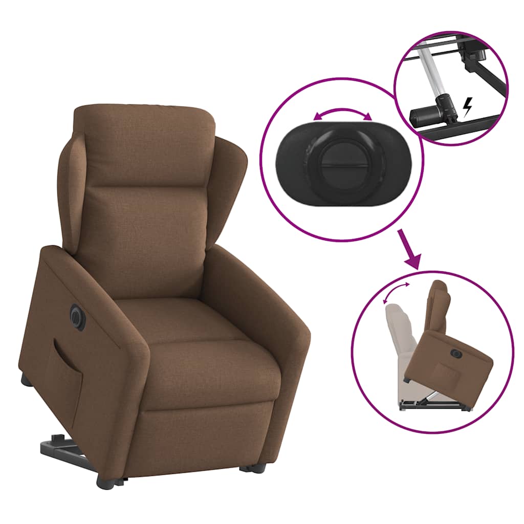 Fauteuil inclinable électrique marron tissu - XIOS