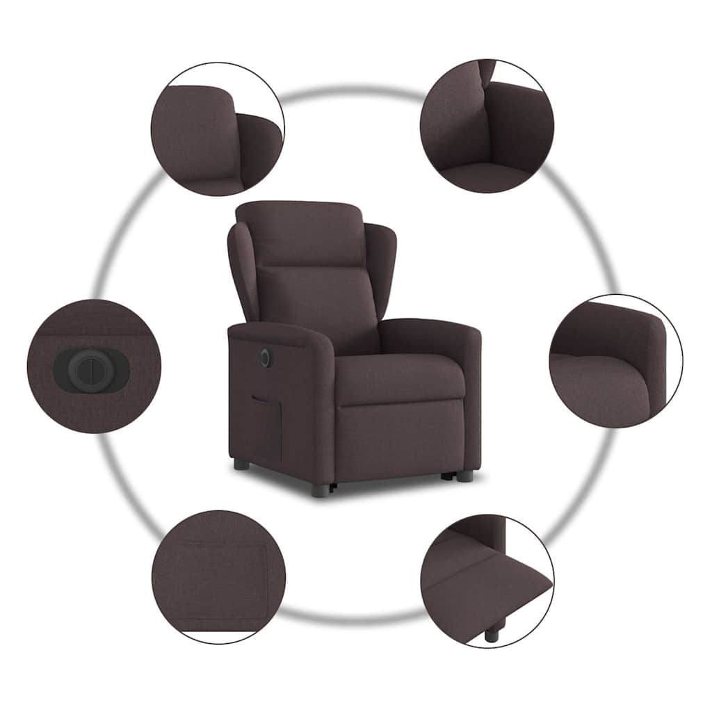 Fauteuil inclinable électrique marron foncé tissu - XIOS