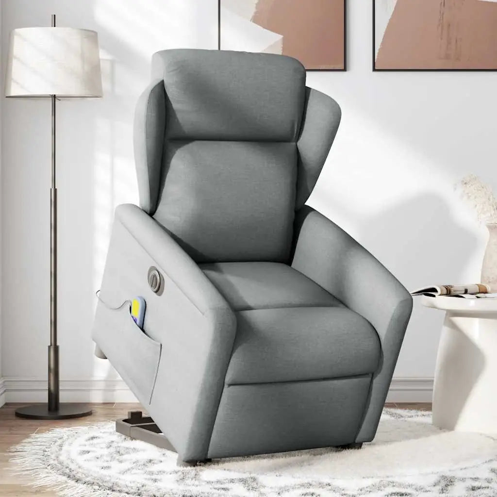 Fauteuil inclinable de massage électrique Gris clair Tissu - XIOS
