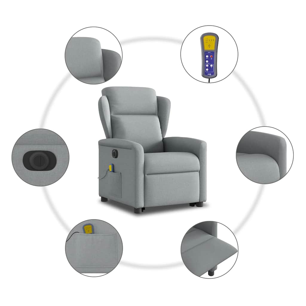 Fauteuil inclinable de massage électrique Gris clair Tissu - XIOS