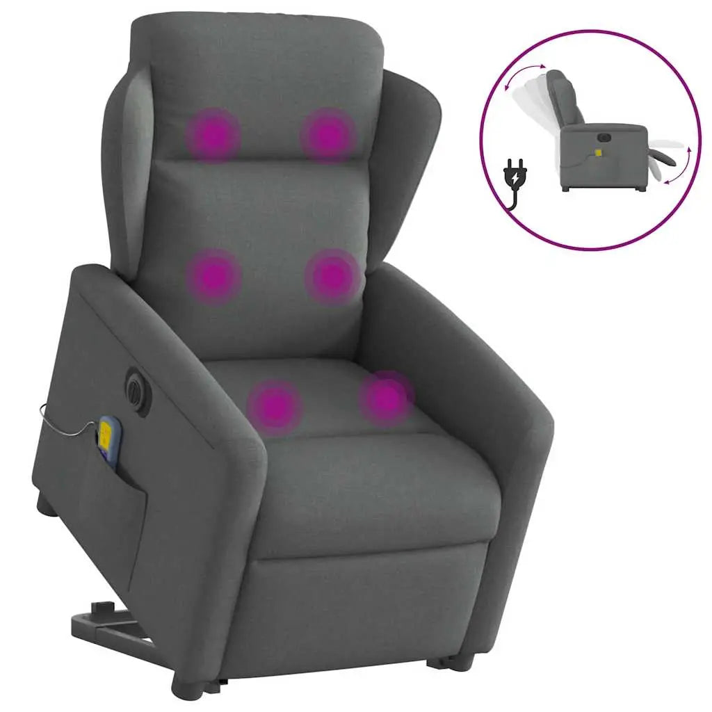 Fauteuil inclinable de massage électrique Gris foncé Tissu - XIOS