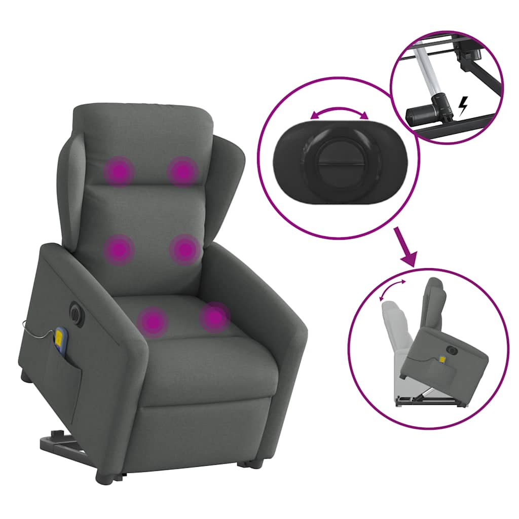 Fauteuil inclinable de massage électrique Gris foncé Tissu - XIOS