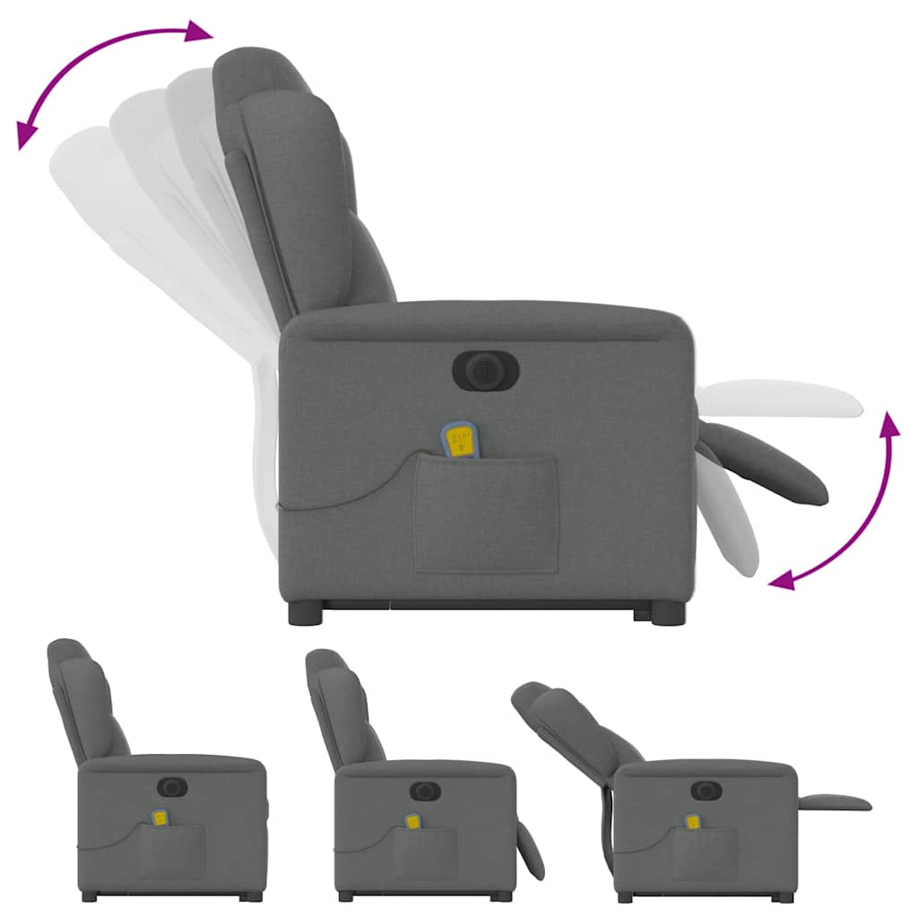 Fauteuil inclinable de massage électrique Gris foncé Tissu - XIOS