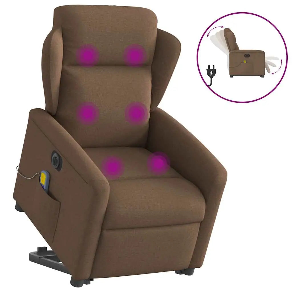 Fauteuil inclinable de massage électrique Marron Tissu - XIOS