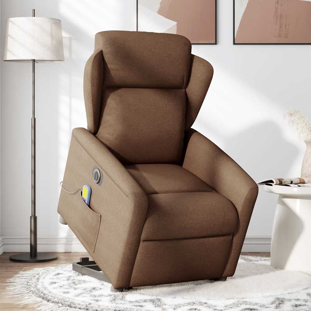 Fauteuil inclinable de massage électrique Marron Tissu - XIOS