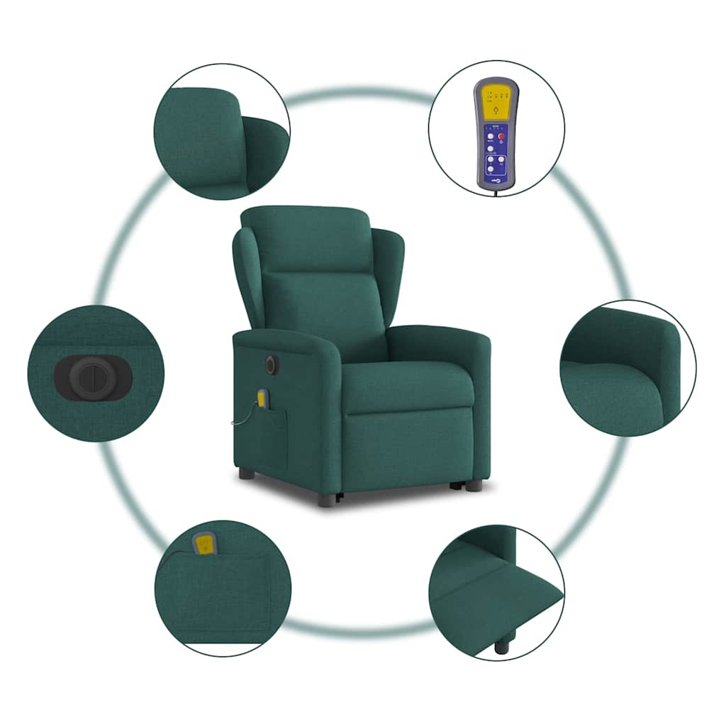 Fauteuil inclinable de massage électrique Vert foncé Tissu - XIOS