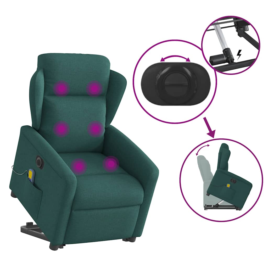 Fauteuil inclinable de massage électrique Vert foncé Tissu - XIOS