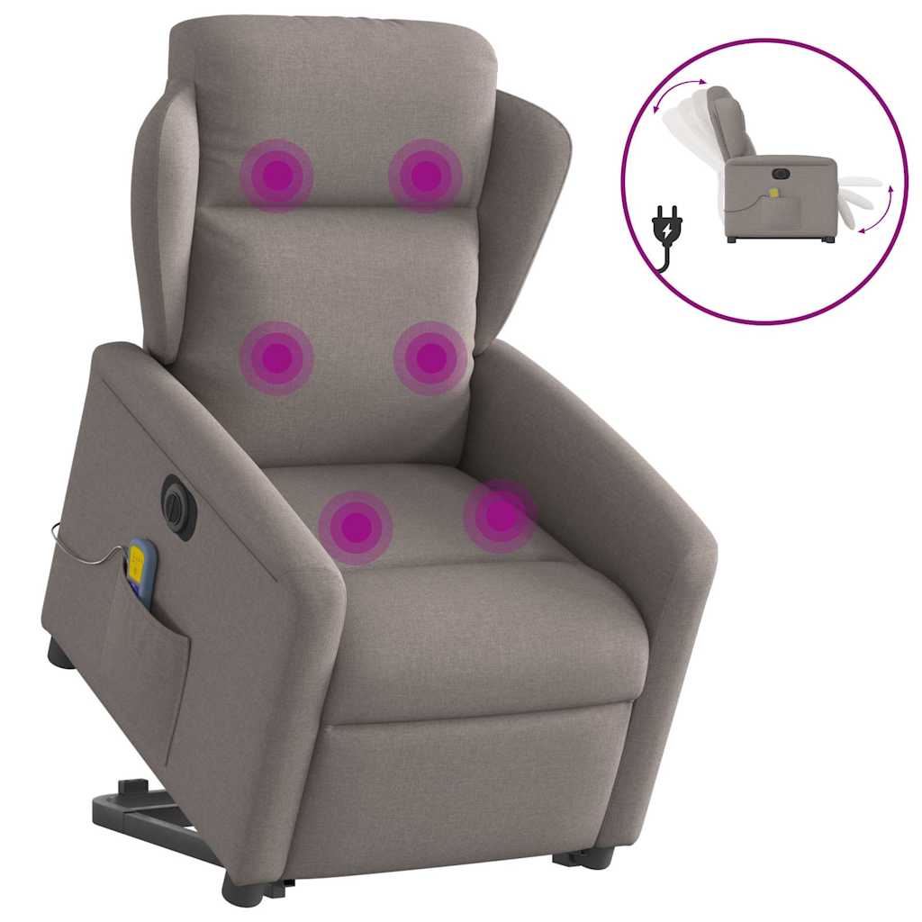 Fauteuil inclinable de massage électrique Taupe Tissu - XIOS