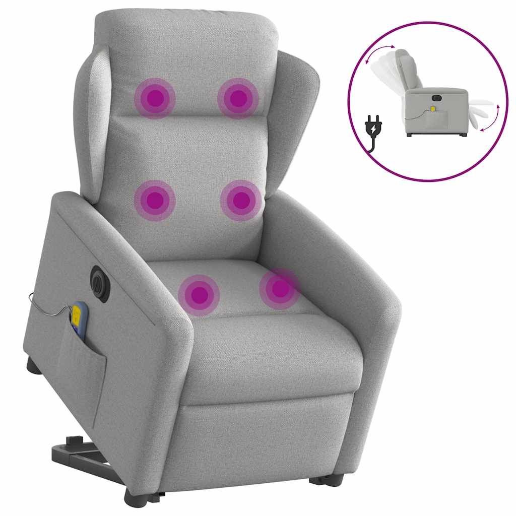 Fauteuil inclinable de massage électrique gris nuage tissu - XIOS