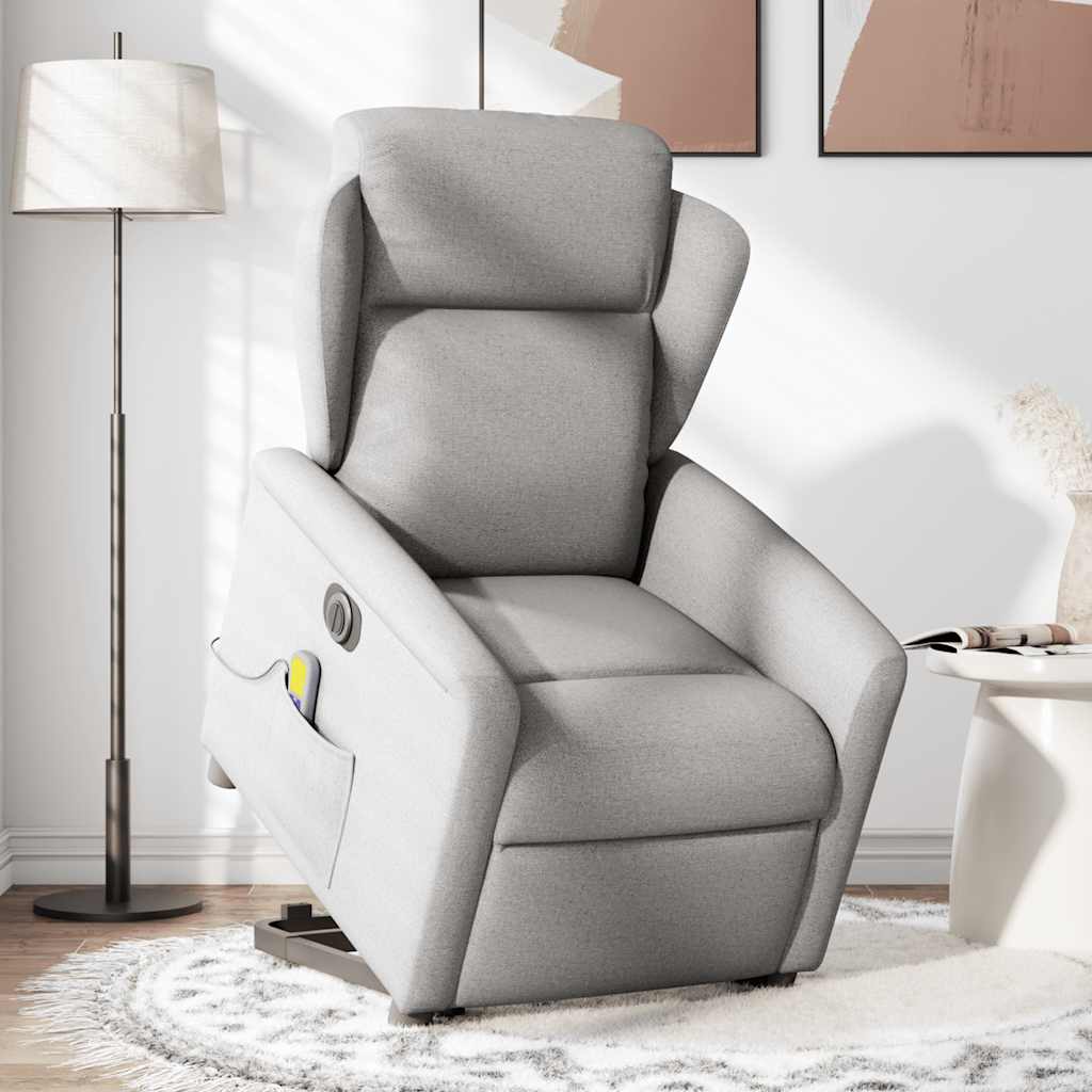 Fauteuil inclinable de massage électrique gris nuage tissu - XIOS
