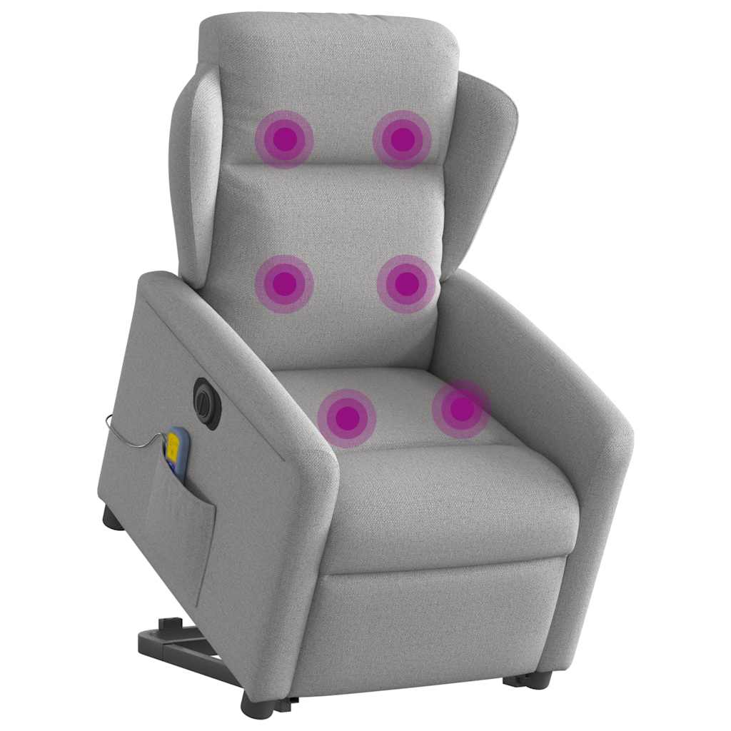 Fauteuil inclinable de massage électrique gris nuage tissu - XIOS