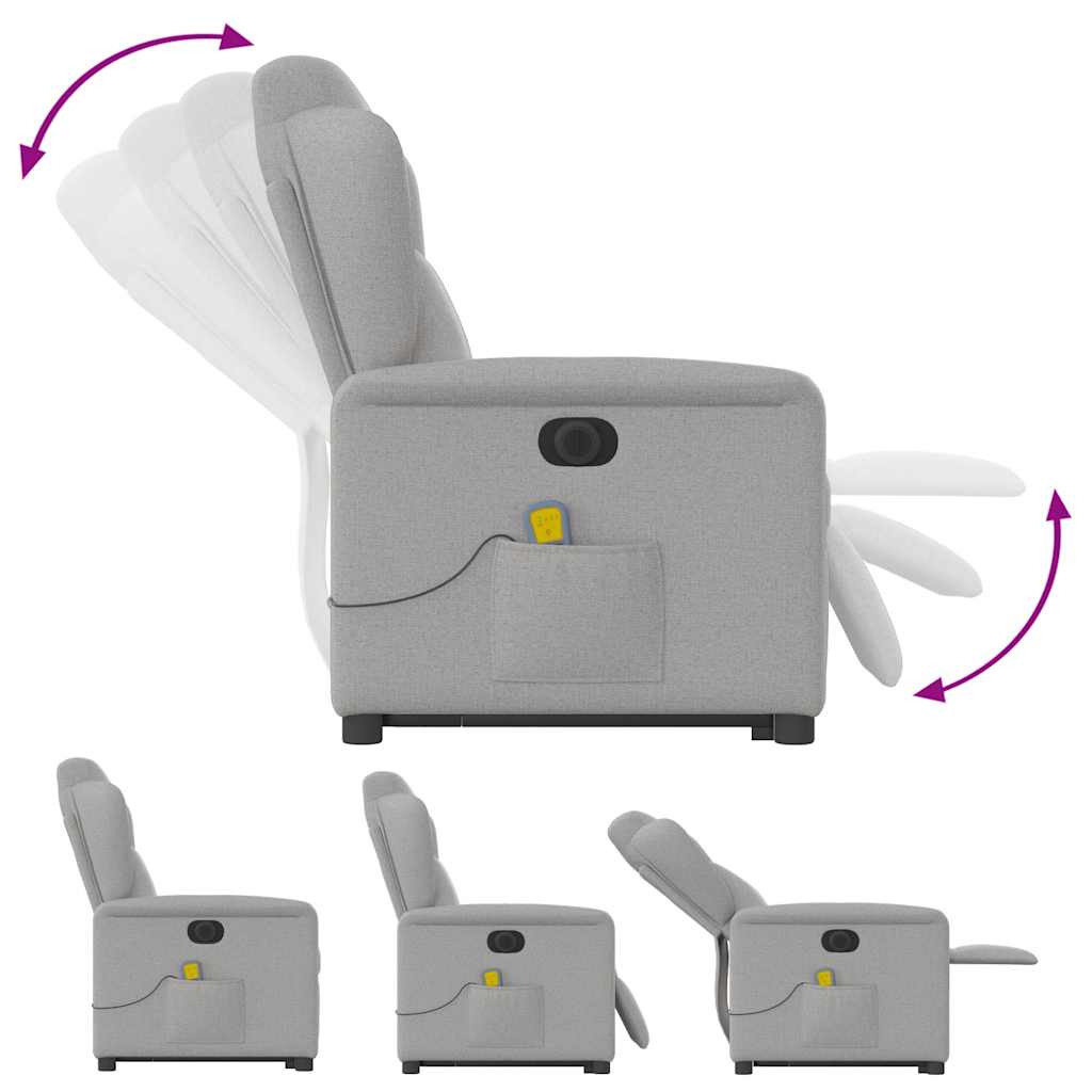 Fauteuil inclinable de massage électrique gris nuage tissu - XIOS