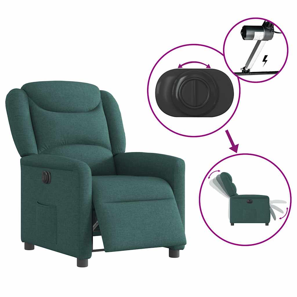 Fauteuil inclinable électrique Vert foncé Tissu - XIOS