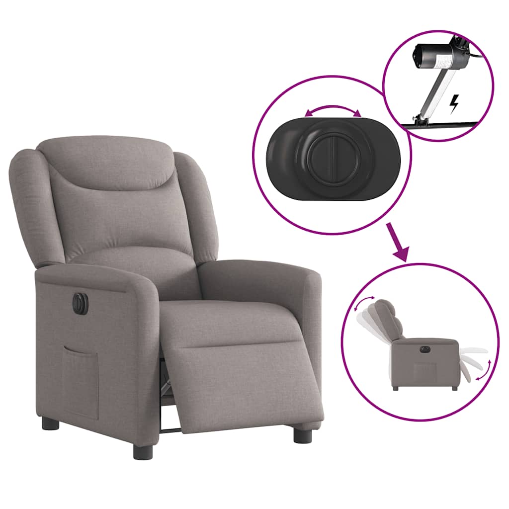 Fauteuil inclinable électrique Taupe Tissu - XIOS