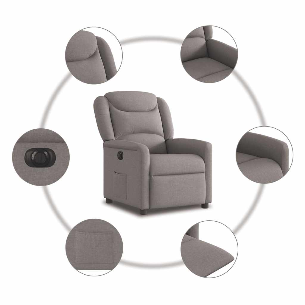 Fauteuil inclinable électrique Taupe Tissu - XIOS
