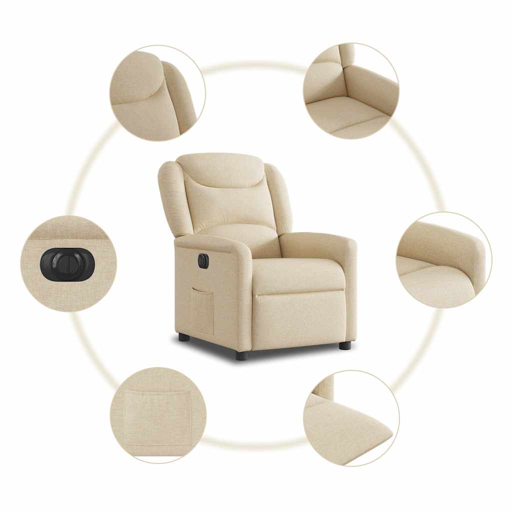 Fauteuil inclinable électrique Crème Tissu - XIOS