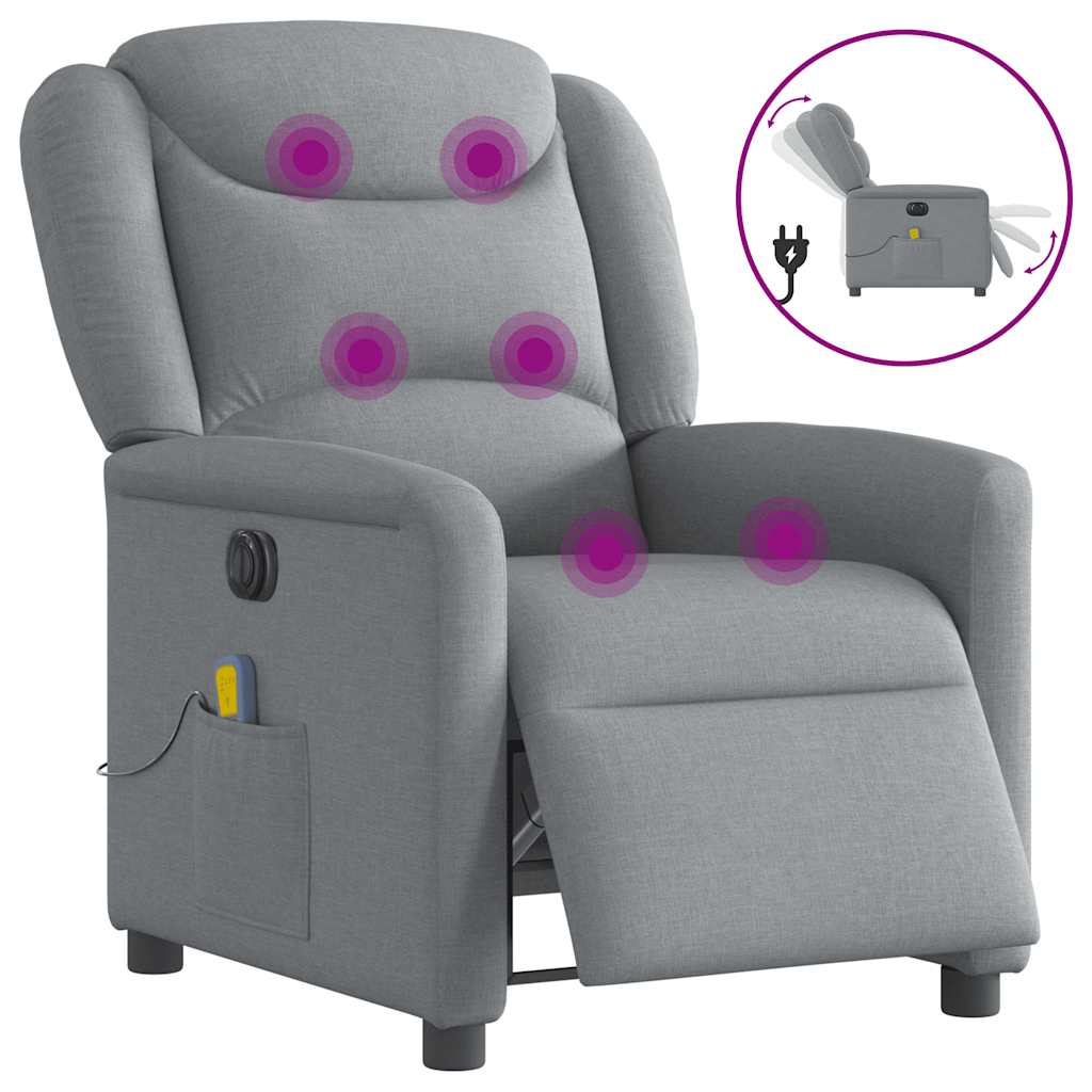 Fauteuil de massage inclinable électrique gris clair tissu - XIOS