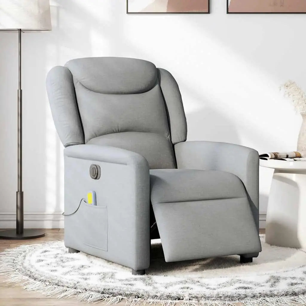 Fauteuil de massage inclinable électrique gris clair tissu - XIOS