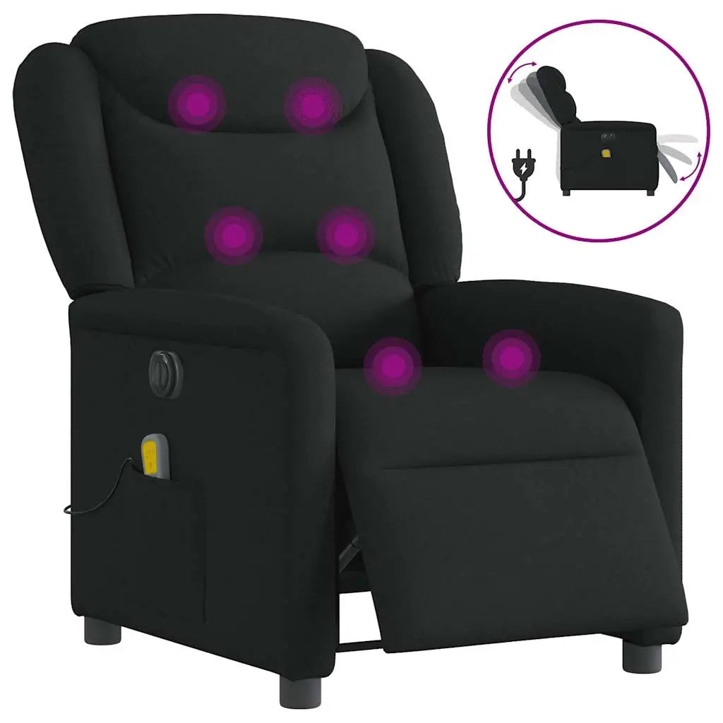 Fauteuil de massage inclinable électrique Noir Tissu - XIOS
