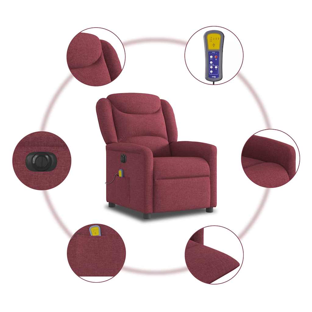 Fauteuil de massage inclinable électrique Rouge bordeaux Tissu - XIOS