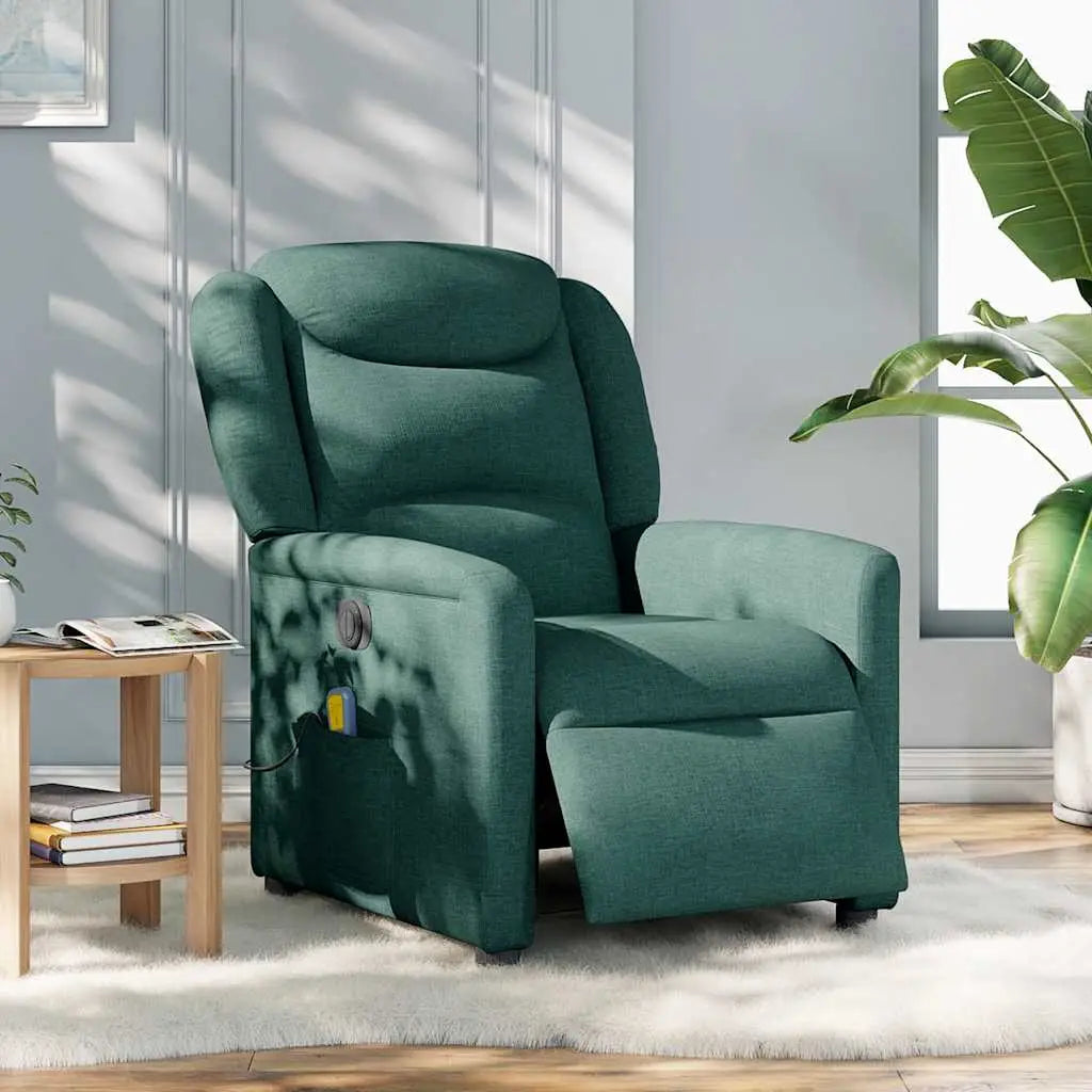 Fauteuil de massage inclinable électrique Vert foncé Tissu - XIOS