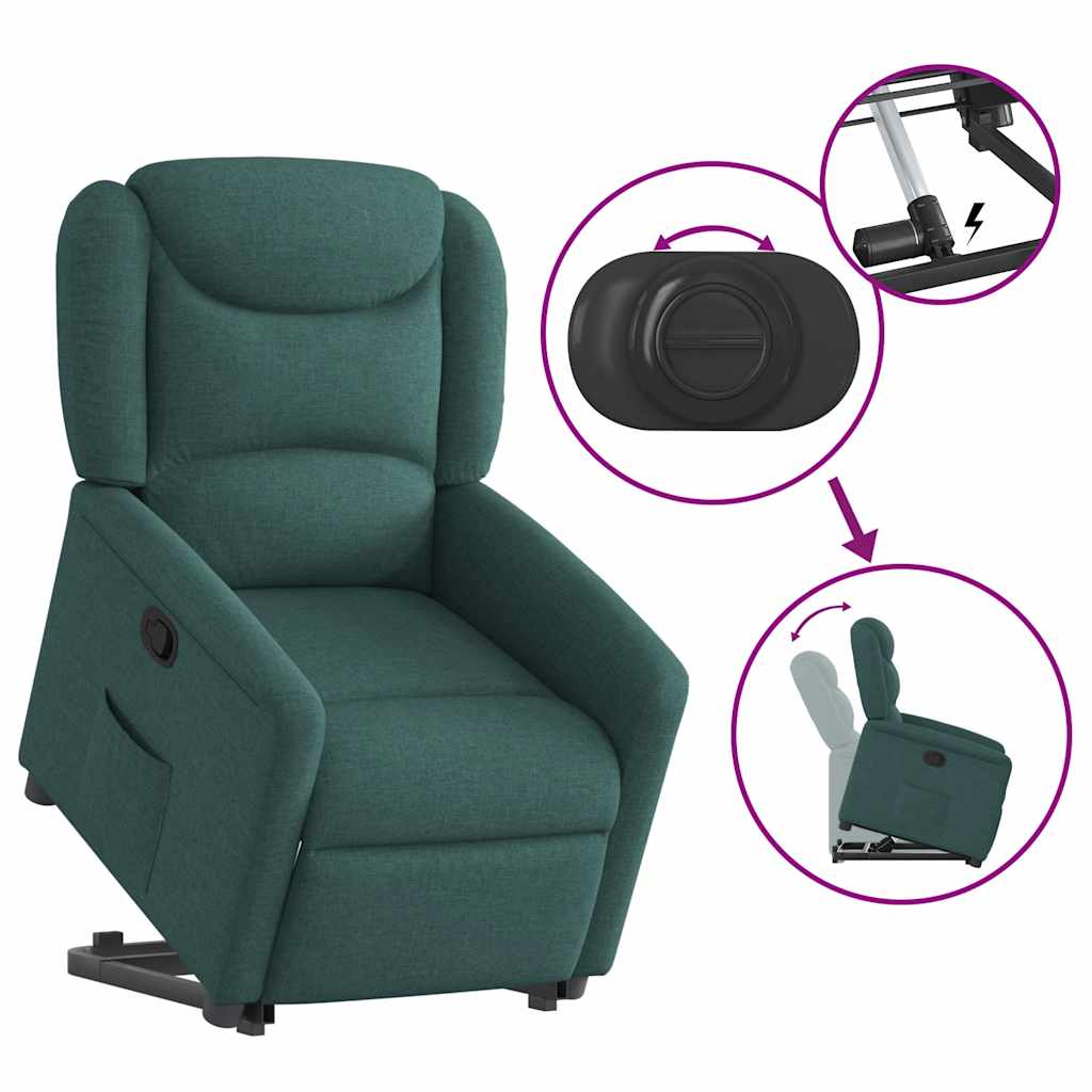 Fauteuil inclinable vert foncé tissu - XIOS