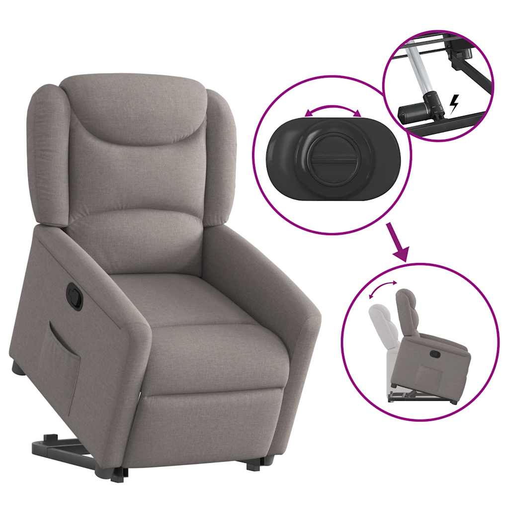 Fauteuil inclinable taupe tissu - XIOS
