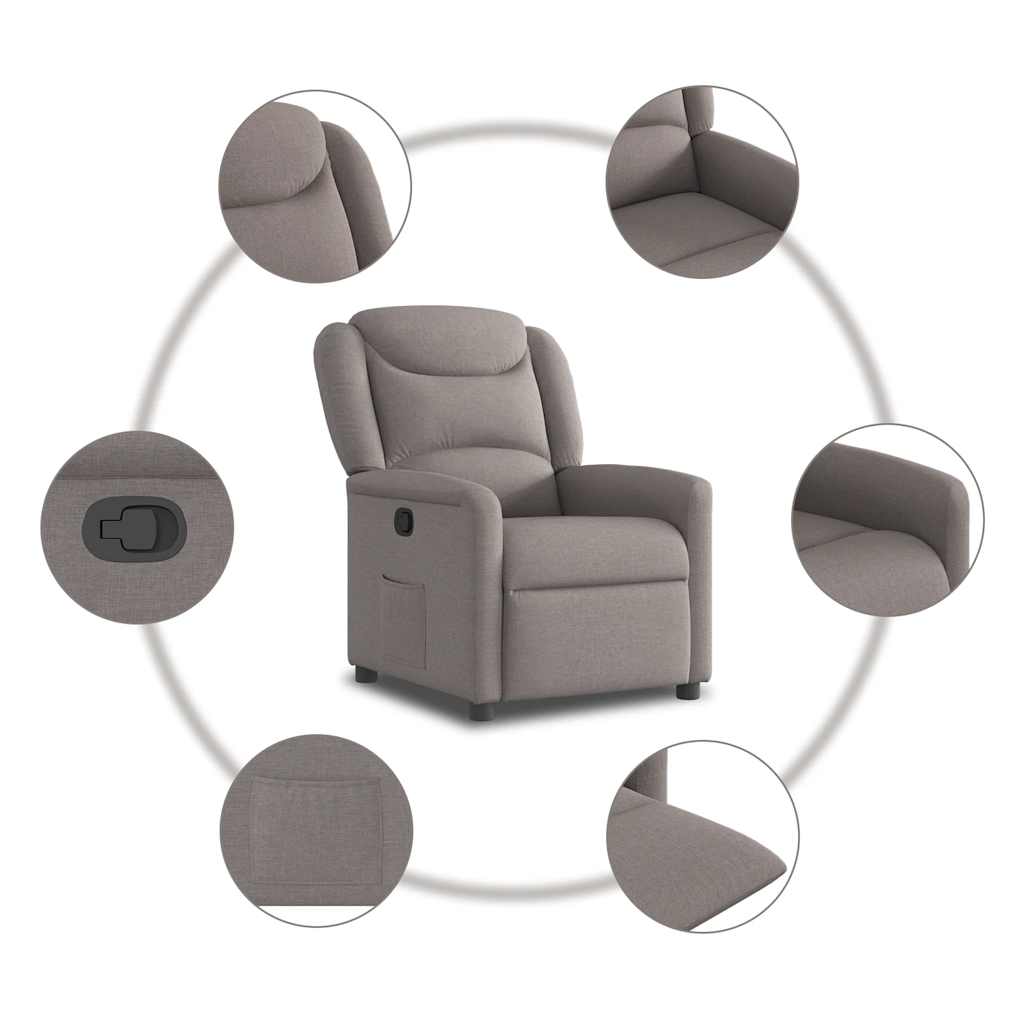 Fauteuil inclinable taupe tissu - XIOS