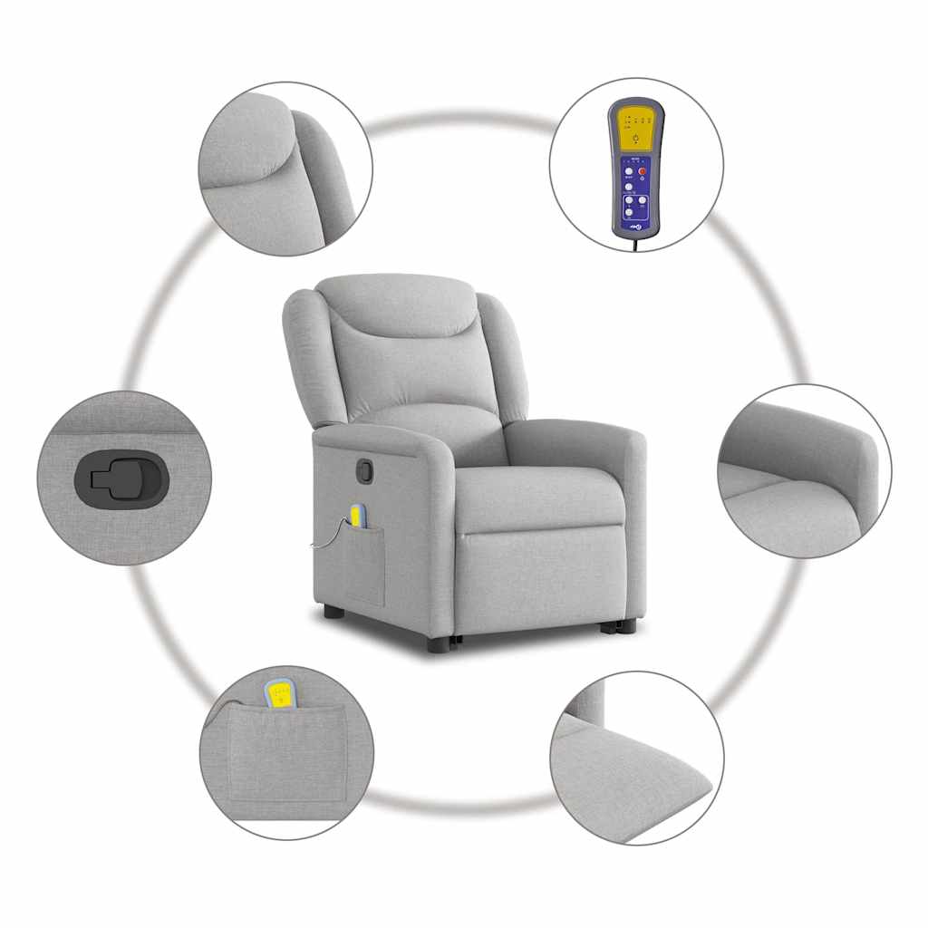 Fauteuil de massage inclinable gris nuage tissu - XIOS