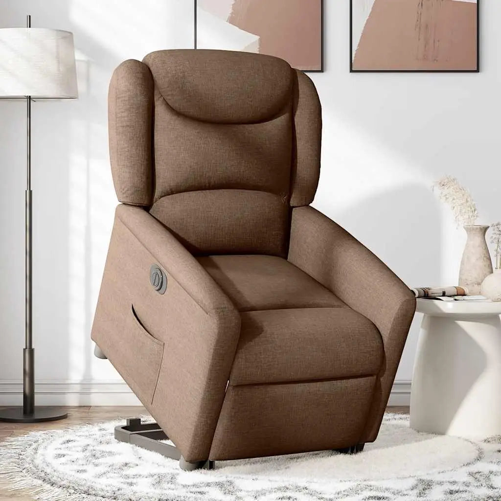 Fauteuil inclinable électrique marron tissu - XIOS