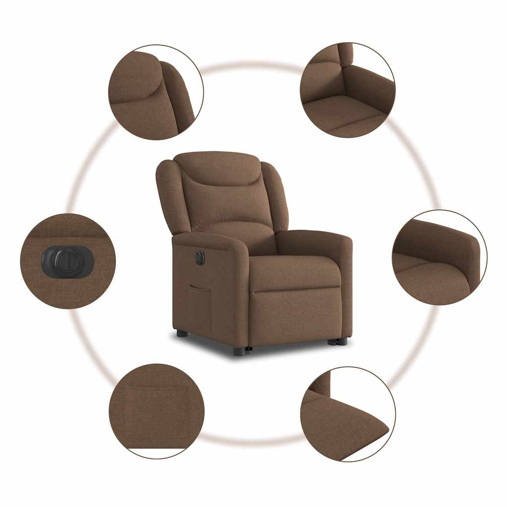 Fauteuil inclinable électrique marron tissu - XIOS