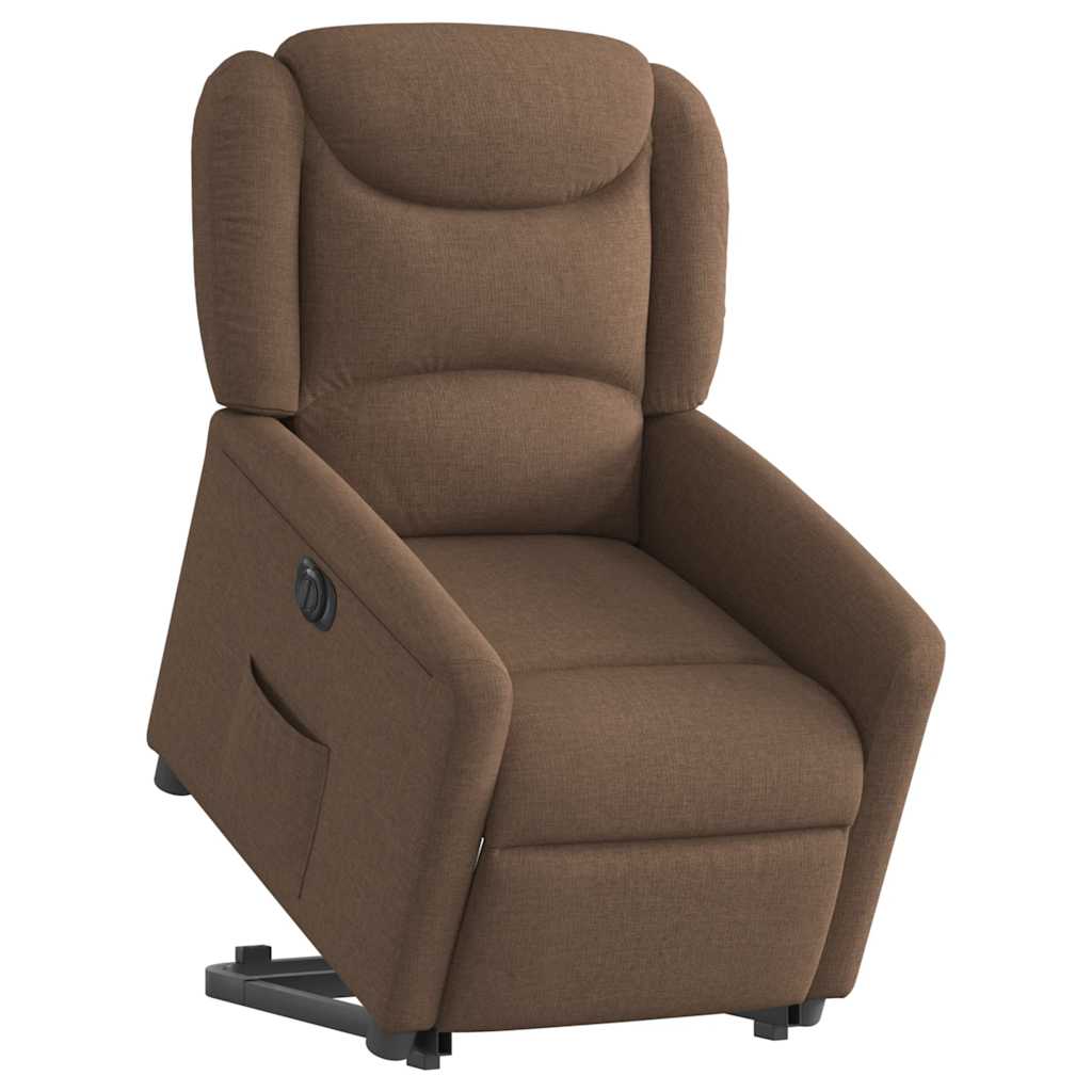 Fauteuil inclinable électrique marron tissu - XIOS