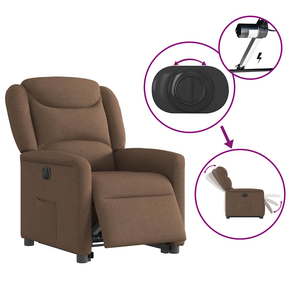 Fauteuil inclinable électrique marron tissu - XIOS
