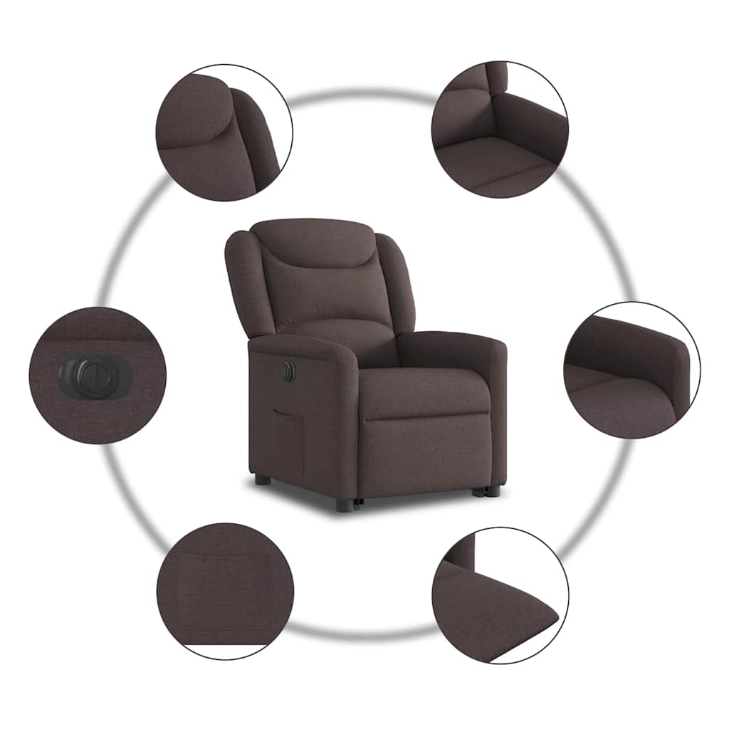 Fauteuil inclinable électrique marron foncé tissu - XIOS
