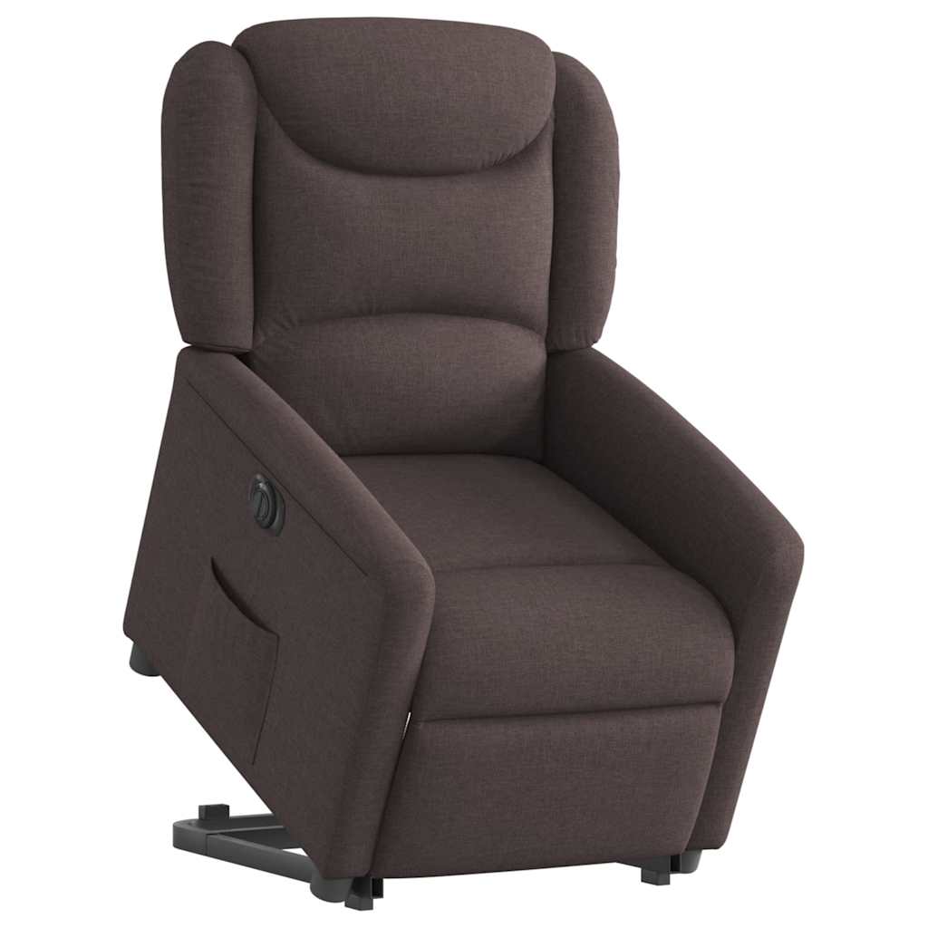 Fauteuil inclinable électrique marron foncé tissu - XIOS