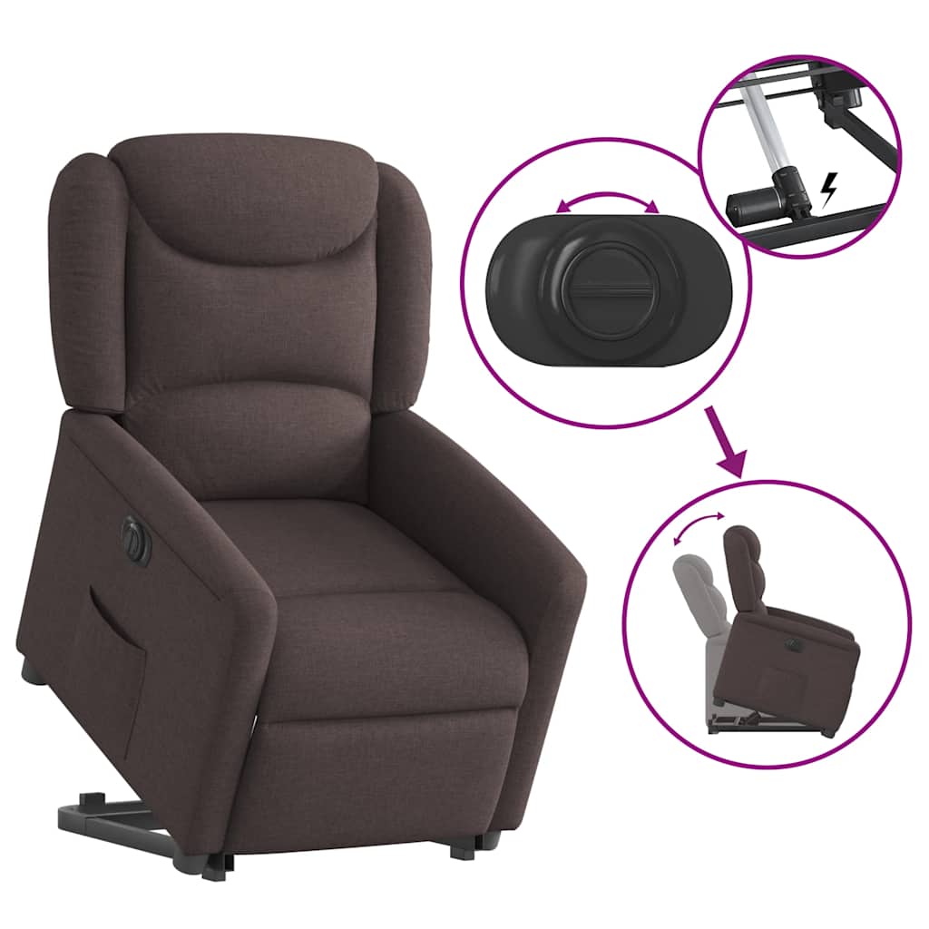 Fauteuil inclinable électrique marron foncé tissu - XIOS
