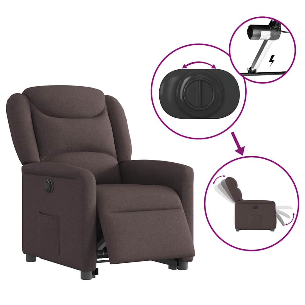 Fauteuil inclinable électrique marron foncé tissu - XIOS