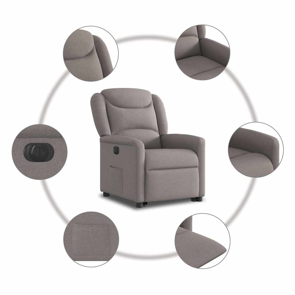 Fauteuil inclinable électrique taupe tissu - XIOS
