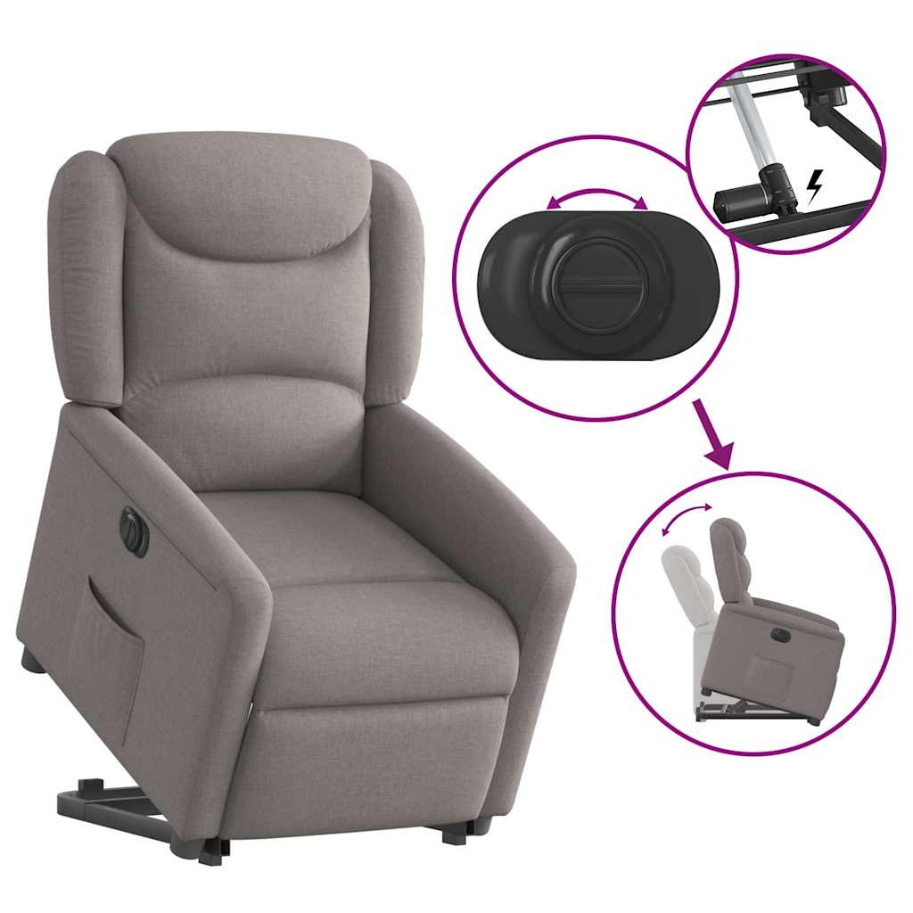 Fauteuil inclinable électrique taupe tissu - XIOS
