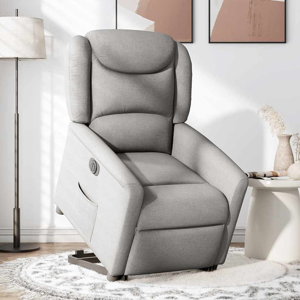 Fauteuil inclinable électrique gris nuage tissu - XIOS