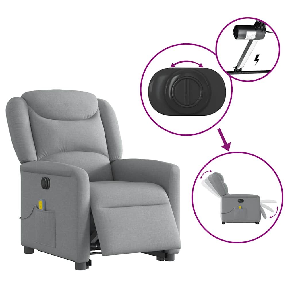Fauteuil inclinable de massage électrique Gris clair Tissu - XIOS