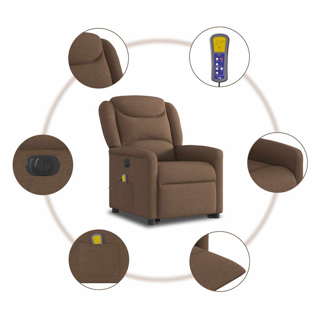Fauteuil inclinable de massage électrique Marron Tissu - XIOS