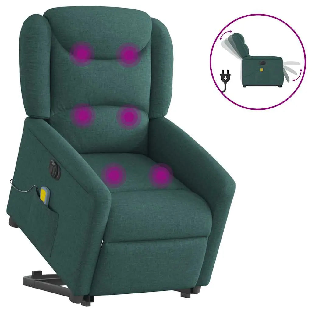 Fauteuil inclinable de massage électrique Vert foncé Tissu - XIOS