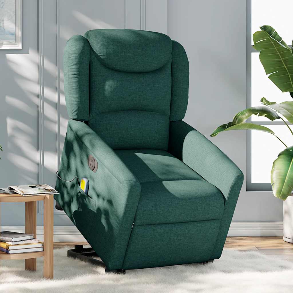 Fauteuil inclinable de massage électrique Vert foncé Tissu - XIOS