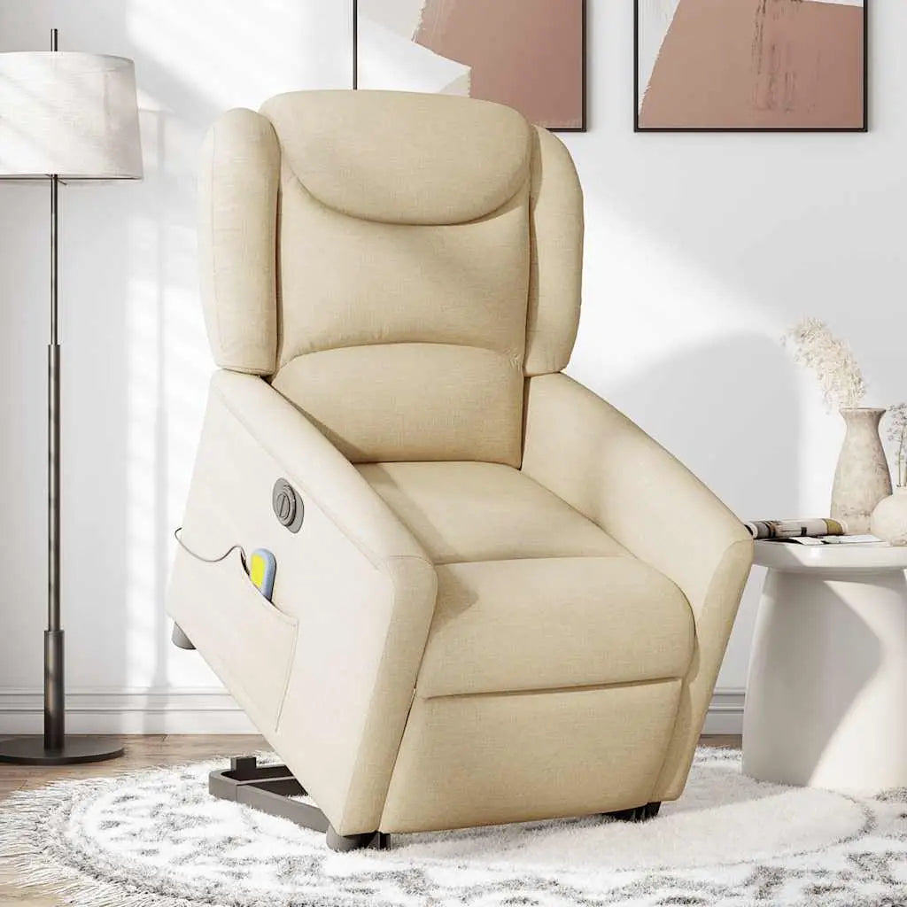 Fauteuil inclinable de massage électrique Crème Tissu - XIOS