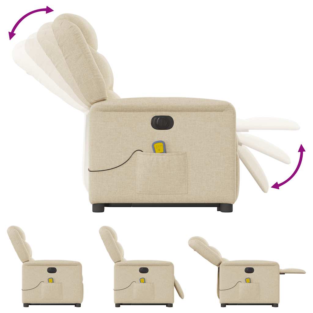 Fauteuil inclinable de massage électrique Crème Tissu - XIOS