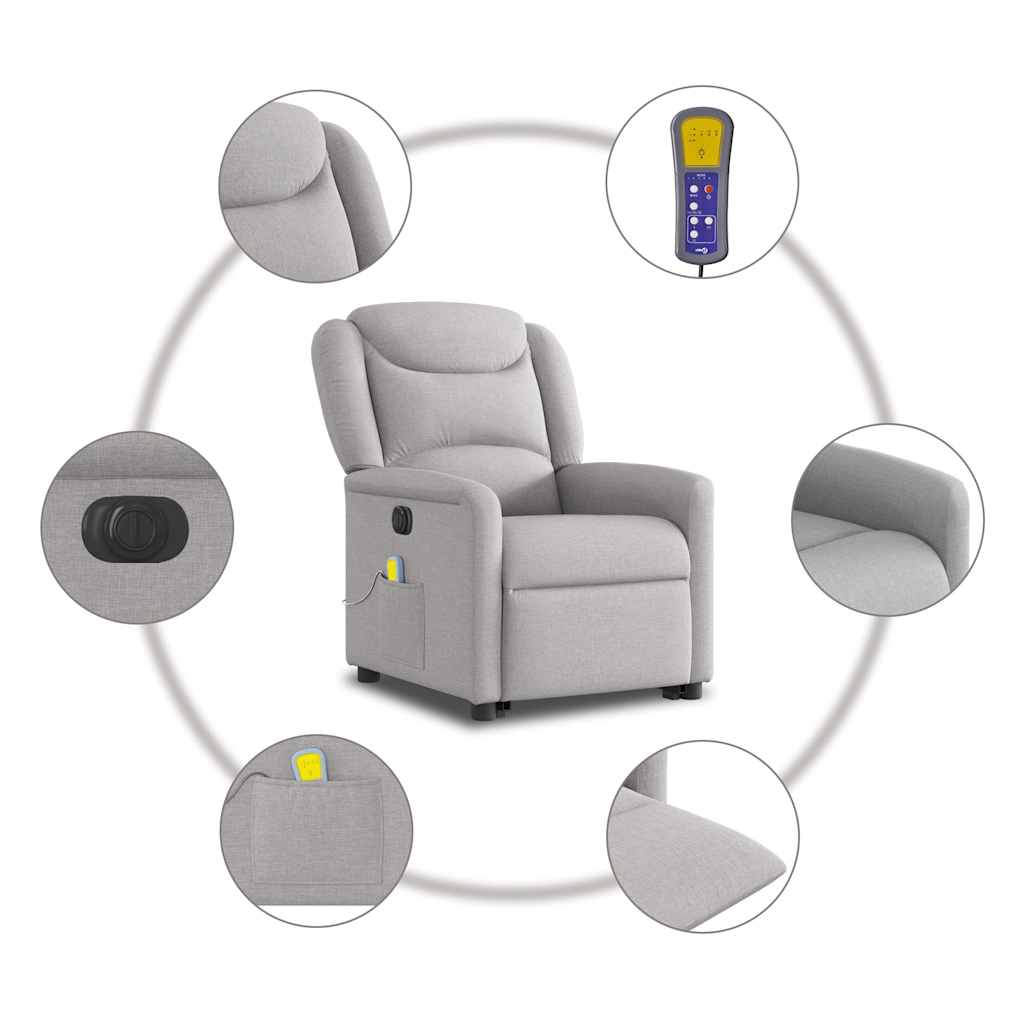 Fauteuil inclinable de massage électrique gris nuage tissu - XIOS
