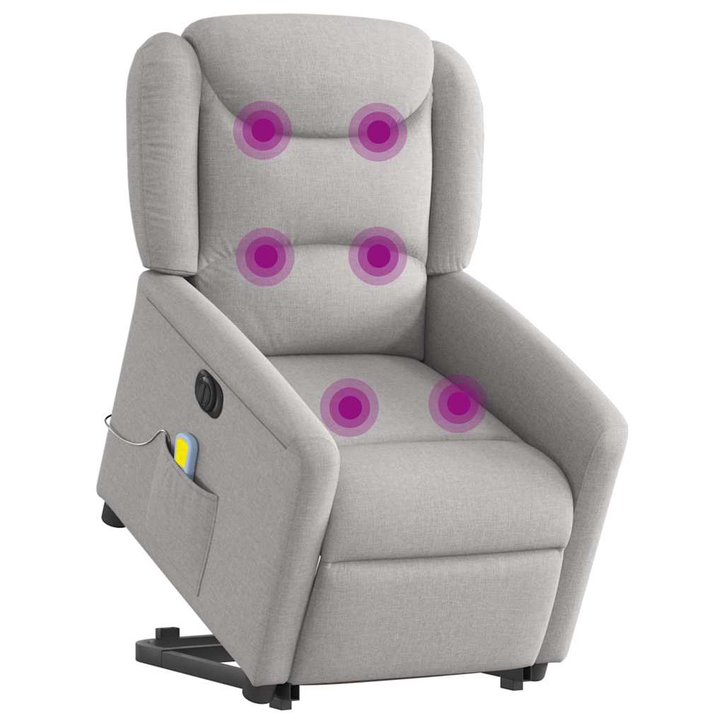 Fauteuil inclinable de massage électrique gris nuage tissu - XIOS